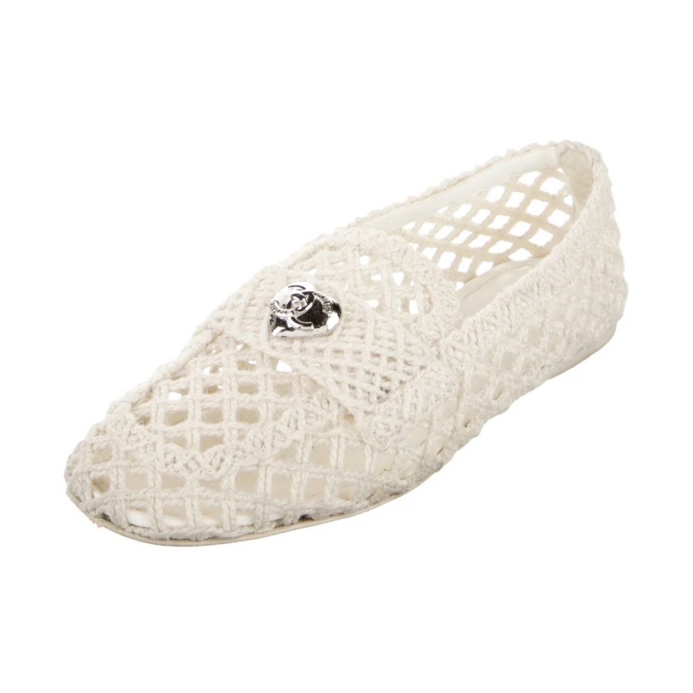 CHANEL White Crochet Women's Moccasins 39.5 worn 2X